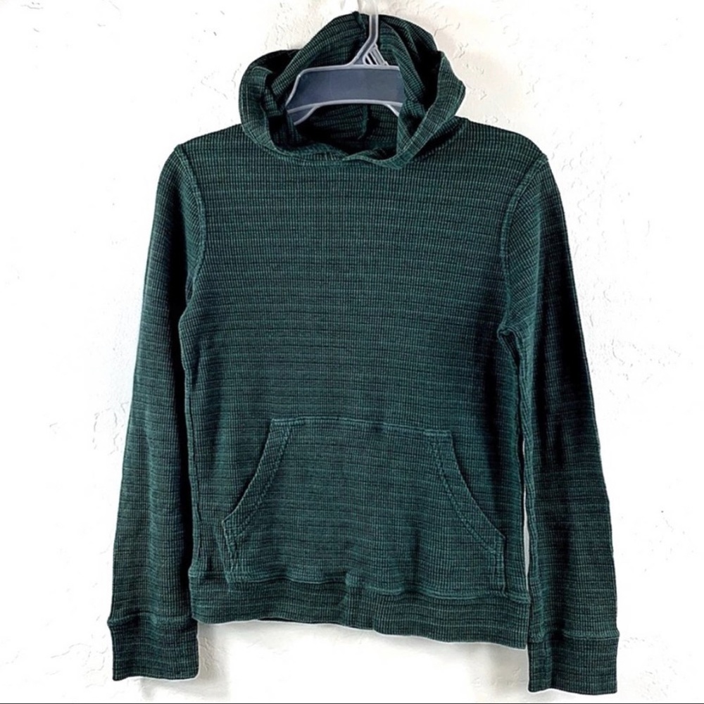 Boys Helix Pullover Hoodie, Waffle Knit, Pocket, Long Sleeves, Green,Size Medium